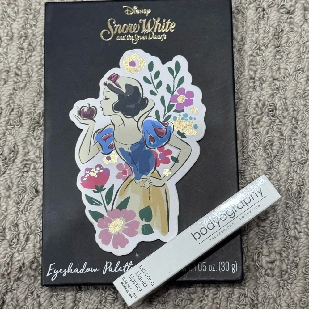 Bundle- Disney Snow White eyeshadow palette with bodyography lipstick